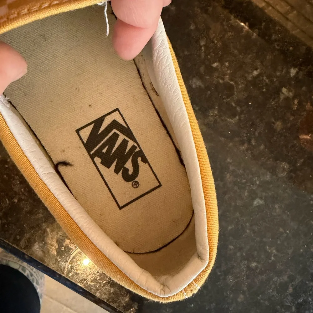 Vans Yellow and White Checkered Slip-On Sneakers - Picture 8 of 9